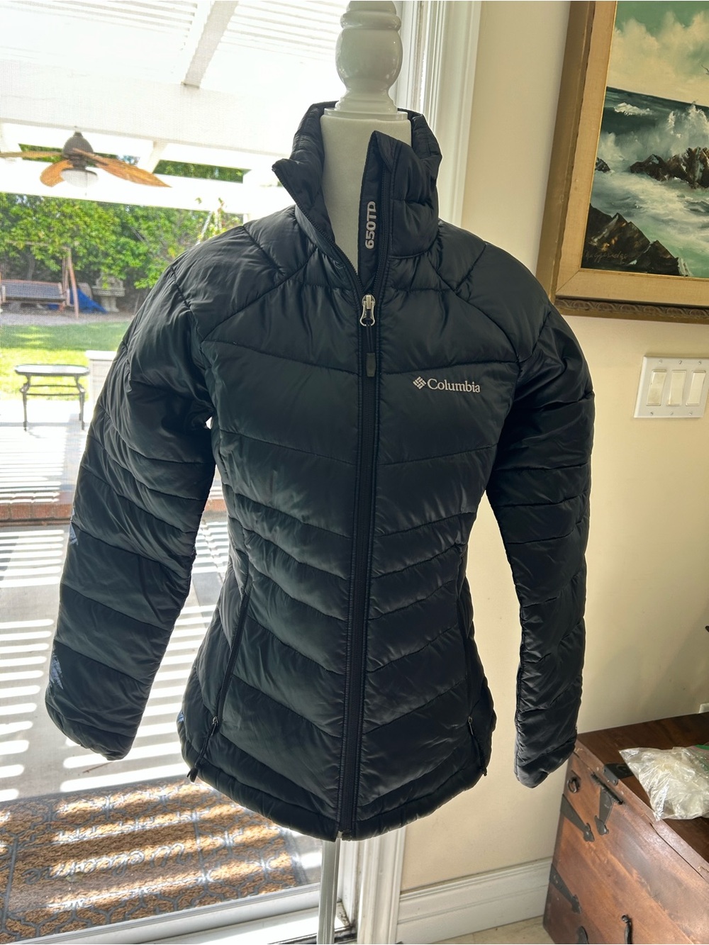 Columbia Women's 650 Turbo Down Omni heat Black Quilted Jacket XS X Small